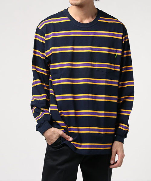 COMMON EDUCATION(コモンエデュケーション)の「L/S STRIPE POCKET TEE / ロングスリーブストライプポケットT(Tシャツ/カットソー・メンズ・ネイビー/ヘザーグレー・MEDIUM/LARGE/X-LARGE)」の6枚目の写真