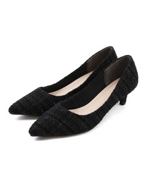 ましゅまろクッション シンプルプレーンローヒールポインテッドトゥパンプス