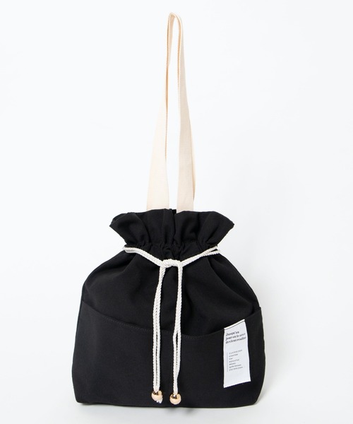 WEGO（ウィゴー）の「WEGO/キャンバス巾着トートバッグ（トートバッグ・レディース・キナリ/ブラック/ベージュ・FREE）」の16枚目の写真