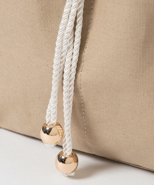 WEGO（ウィゴー）の「WEGO/キャンバス巾着トートバッグ（トートバッグ・レディース・キナリ/ブラック/ベージュ・FREE）」の8枚目の写真