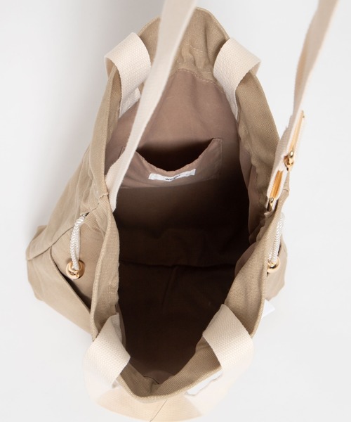 WEGO（ウィゴー）の「WEGO/キャンバス巾着トートバッグ（トートバッグ・レディース・キナリ/ブラック/ベージュ・FREE）」の21枚目の写真