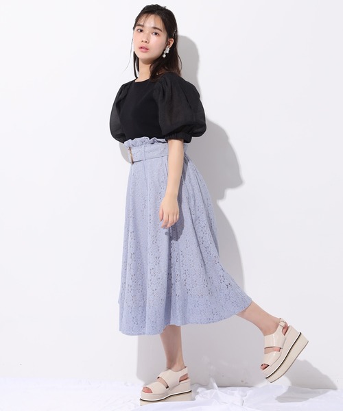 one after another NICE CLAUP（ワンアフターアナザーナイスクラップ）の「ウエストベルトフレアスカート（スカート・レディース・ベージュ/オフホワイト/サックスブルー/チェック・FREE）」の22枚目の写真