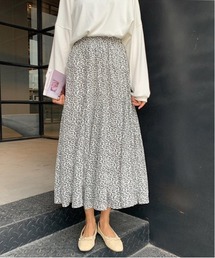 小花柄Aラインフレアロングスカート