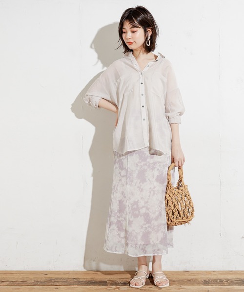 natural couture（ナチュラルクチュール）の「シアービッグシャツ（シャツ/ブラウス・レディース・ベージュ/カーキ/イエロー/アイボリー・FREE）」の16枚目の写真