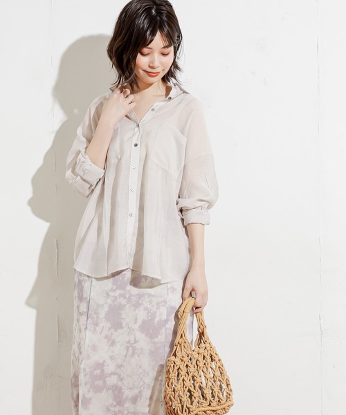 natural couture（ナチュラルクチュール）の「シアービッグシャツ（シャツ/ブラウス・レディース・ベージュ/カーキ/イエロー/アイボリー・FREE）」の13枚目の写真