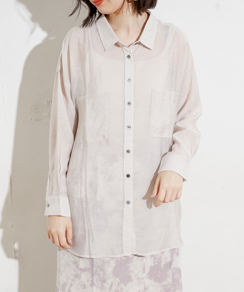 natural couture（ナチュラルクチュール）の「シアービッグシャツ（シャツ/ブラウス・レディース・ベージュ/カーキ/イエロー/アイボリー・FREE）」の9枚目の写真