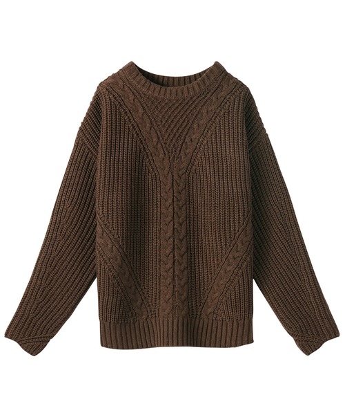 GeeRA（ジーラ）の「ケーブルニットプルオーバー（ニット/セーター・レディース・ブラウン/グリーン・LARGE/MEDIUM/X-LARGE）」の3枚目の写真