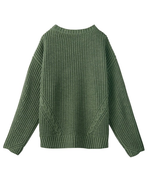GeeRA（ジーラ）の「ケーブルニットプルオーバー（ニット/セーター・レディース・ブラウン/グリーン・LARGE/MEDIUM/X-LARGE）」の5枚目の写真