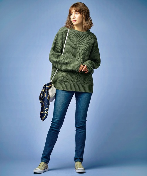 GeeRA（ジーラ）の「ケーブルニットプルオーバー（ニット/セーター・レディース・ブラウン/グリーン・LARGE/MEDIUM/X-LARGE）」の8枚目の写真