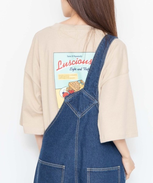 WEGO(ウィゴー)の「WEGO/CLASSICWAFFLE バックプリントTシャツ(Tシャツ/カットソー・レディース・ダークグリーン/ベージュ/パープル/スミクロ・FREE)」の3枚目の写真