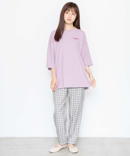 WEGO(ウィゴー)の「WEGO/CLASSICWAFFLE バックプリントTシャツ(Tシャツ/カットソー・レディース・ダークグリーン/ベージュ/パープル/スミクロ・FREE)」の14枚目の写真