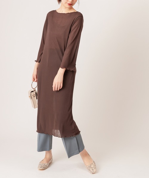 natural couture（ナチュラルクチュール）の「【WEB限定】着回しできるメロートップスとキャミワンピセット（ワンピース・レディース・ブラック/ダークブラウン/グレー/サックスブルー・FREE）」の9枚目の写真