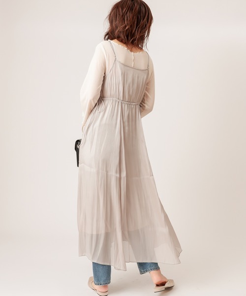 natural couture（ナチュラルクチュール）の「【WEB限定】着回しできるメロートップスとキャミワンピセット（ワンピース・レディース・ブラック/ダークブラウン/グレー/サックスブルー・FREE）」の15枚目の写真