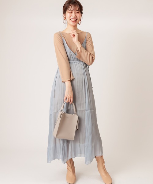 natural couture（ナチュラルクチュール）の「【WEB限定】着回しできるメロートップスとキャミワンピセット（ワンピース・レディース・ブラック/ダークブラウン/グレー/サックスブルー・FREE）」の16枚目の写真