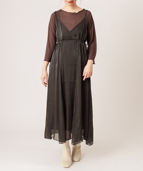 natural couture（ナチュラルクチュール）の「【WEB限定】着回しできるメロートップスとキャミワンピセット（ワンピース・レディース・ブラック/ダークブラウン/グレー/サックスブルー・FREE）」の21枚目の写真