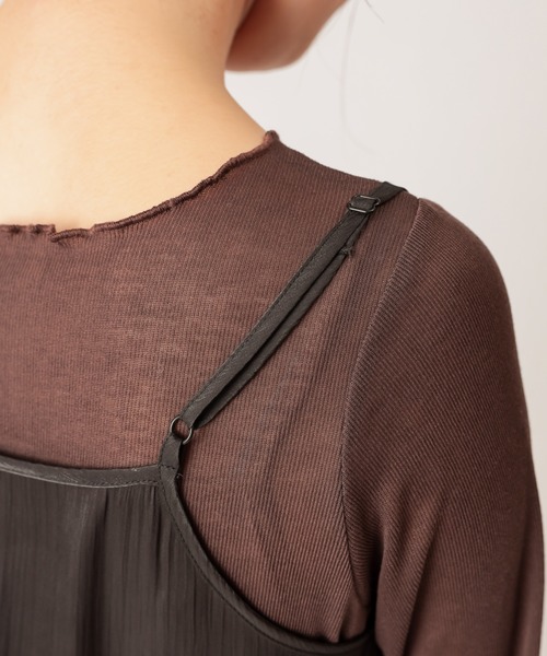 natural couture（ナチュラルクチュール）の「【WEB限定】着回しできるメロートップスとキャミワンピセット（ワンピース・レディース・ブラック/ダークブラウン/グレー/サックスブルー・FREE）」の17枚目の写真