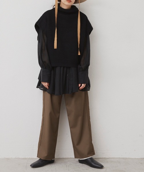 Libra Cue（リブラ キュー）の「Libra リラックステーパードパンツ（スラックス・レディース・ブラック/ベージュ/カーキ・FREE）」の15枚目の写真