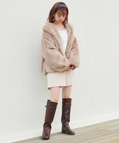 one after another NICE CLAUP(ワンアフターアナザーナイスクラップ)の「フェイクファーコート(その他アウター・レディース・アイボリー/ブラウン/ベージュ/ブルーグレー・FREE)」の15枚目の写真