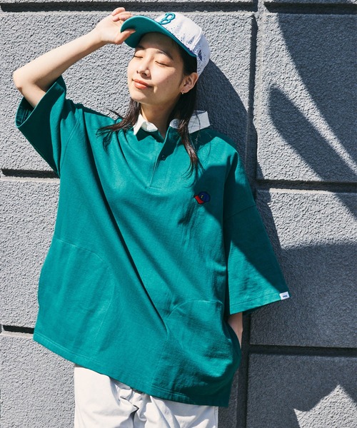 SPOC STORE】ワンポイント刺繍 オーバーサイズラガーシャツ（T