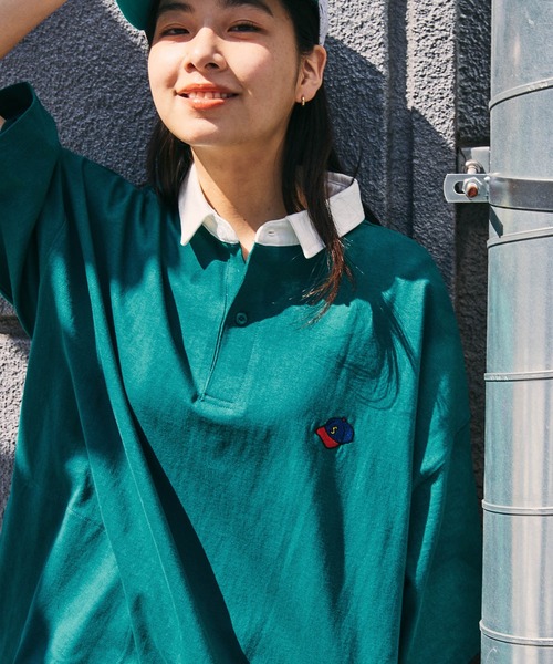 SPOC STORE(スポックストア)の「【SPOC STORE】ワンポイント刺繍 オーバーサイズラガーシャツ(Tシャツ/カットソー・メンズ・グリーン/モカ/コバルトブルー・M/L)」の14枚目の写真