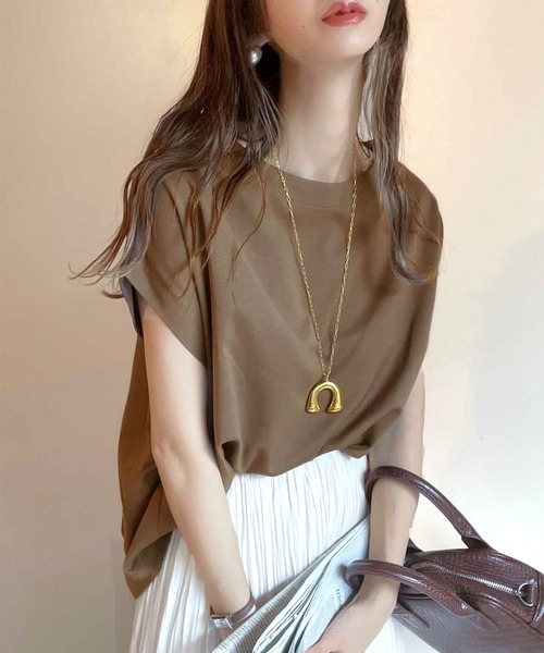 classicalelf(クラシカルエルフ)の「綿100%、夏もさらり滑らか。シンプルフレンチタックプルオーバー(Tシャツ/カットソー・レディース・ホワイト/ブラック/ベージュ/ブルー/ブラウン/グリーン/モカ・MEDIUM/LARGE/X-LARGE/SMALL)」の3枚目の写真