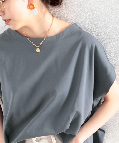 classicalelf(クラシカルエルフ)の「綿100%、夏もさらり滑らか。シンプルフレンチタックプルオーバー(Tシャツ/カットソー・レディース・ホワイト/ブラック/ベージュ/ブルー/ブラウン/グリーン/モカ・MEDIUM/LARGE/X-LARGE/SMALL)」の7枚目の写真