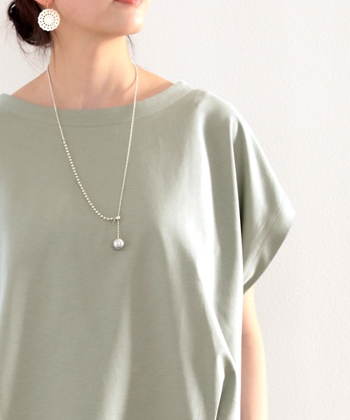 classicalelf(クラシカルエルフ)の「綿100%、夏もさらり滑らか。シンプルフレンチタックプルオーバー(Tシャツ/カットソー・レディース・ホワイト/ブラック/ベージュ/ブルー/ブラウン/グリーン/モカ・MEDIUM/LARGE/X-LARGE/SMALL)」の9枚目の写真