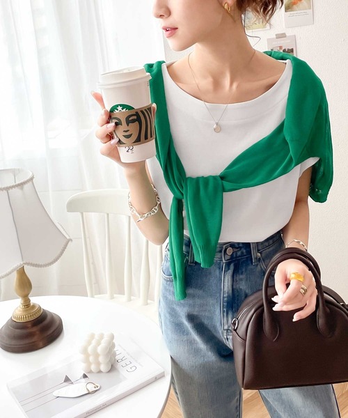 classicalelf(クラシカルエルフ)の「綿100%、夏もさらり滑らか。シンプルフレンチタックプルオーバー(Tシャツ/カットソー・レディース・ホワイト/ブラック/ベージュ/ブルー/ブラウン/グリーン/モカ・MEDIUM/LARGE/X-LARGE/SMALL)」の22枚目の写真