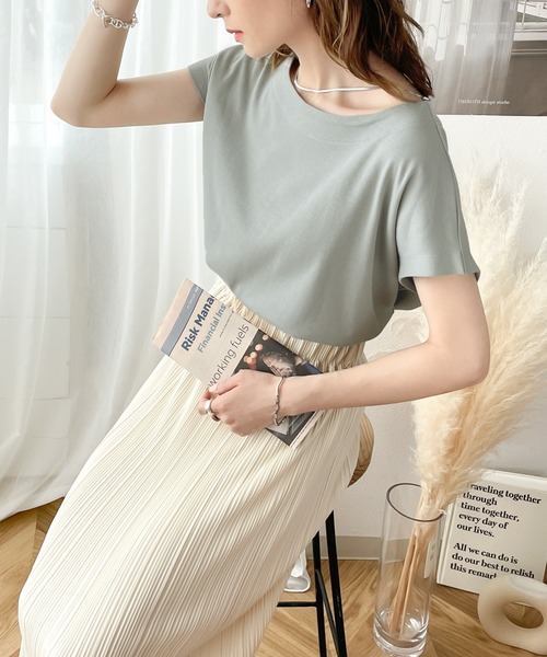 classicalelf(クラシカルエルフ)の「綿100%、夏もさらり滑らか。シンプルフレンチタックプルオーバー(Tシャツ/カットソー・レディース・ホワイト/ブラック/ベージュ/ブルー/ブラウン/グリーン/モカ・MEDIUM/LARGE/X-LARGE/SMALL)」の18枚目の写真