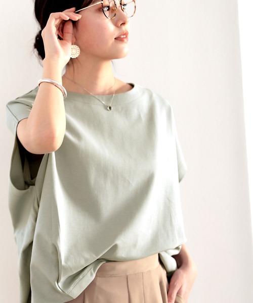 classicalelf(クラシカルエルフ)の「綿100%、夏もさらり滑らか。シンプルフレンチタックプルオーバー(Tシャツ/カットソー・レディース・ホワイト/ブラック/ベージュ/ブルー/ブラウン/グリーン/モカ・MEDIUM/LARGE/X-LARGE/SMALL)」の14枚目の写真