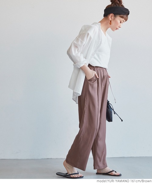 coca（coca）（コカ）の「サテンシームパンツ（その他パンツ・レディース・ライトベージュ/ブラウン/ネイビー/ライトブルー・ONE SIZE）」の14枚目の写真