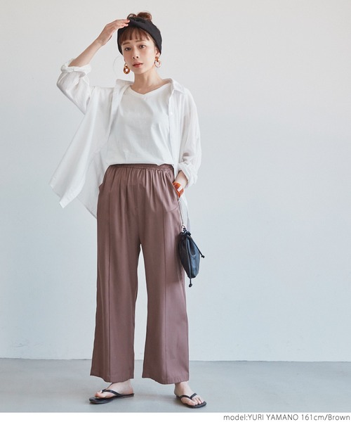 coca（coca）（コカ）の「サテンシームパンツ（その他パンツ・レディース・ライトベージュ/ブラウン/ネイビー/ライトブルー・ONE SIZE）」の15枚目の写真