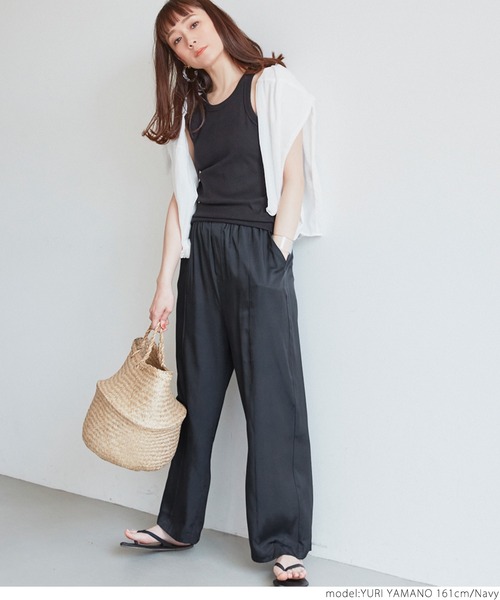 coca（coca）（コカ）の「サテンシームパンツ（その他パンツ・レディース・ライトベージュ/ブラウン/ネイビー/ライトブルー・ONE SIZE）」の21枚目の写真