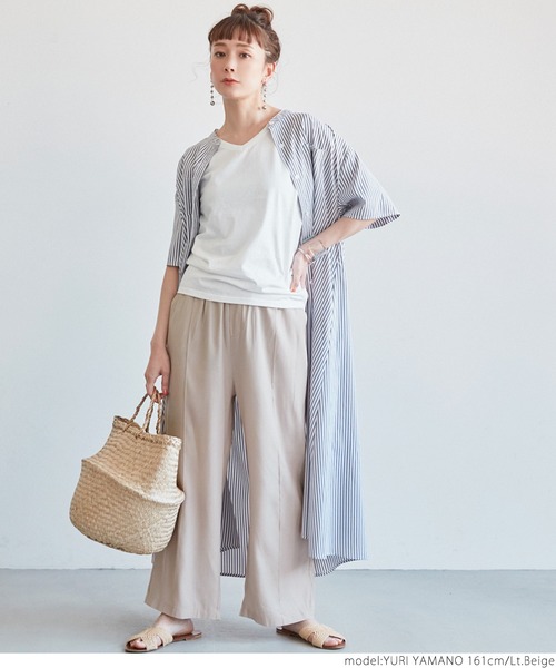 coca（coca）（コカ）の「サテンシームパンツ（その他パンツ・レディース・ライトベージュ/ブラウン/ネイビー/ライトブルー・ONE SIZE）」の5枚目の写真