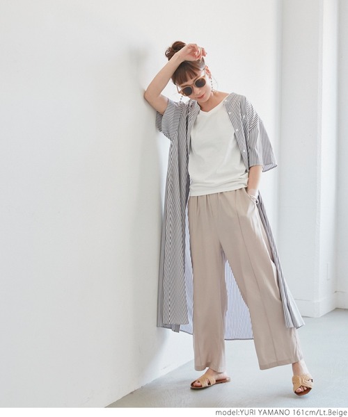 coca（coca）（コカ）の「サテンシームパンツ（その他パンツ・レディース・ライトベージュ/ブラウン/ネイビー/ライトブルー・ONE SIZE）」の7枚目の写真