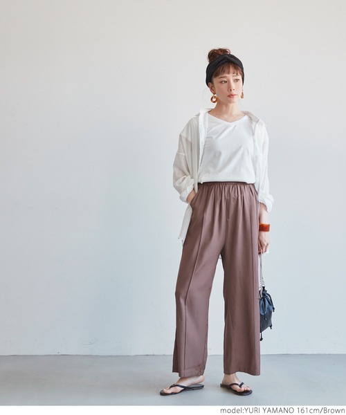 coca（coca）（コカ）の「サテンシームパンツ（その他パンツ・レディース・ライトベージュ/ブラウン/ネイビー/ライトブルー・ONE SIZE）」の13枚目の写真