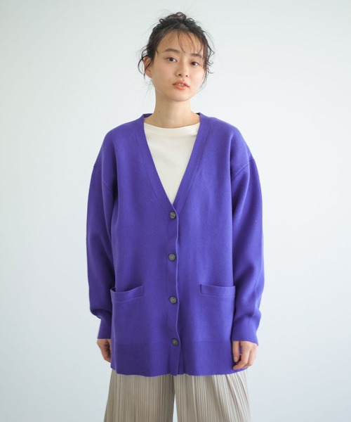 AMERICAN HOLIC（アメリカンホリック）の「Vネックバックスリットミディカーディガン　＊●（カーディガン/ボレロ・レディース・ネイビー/ライトグレー/ブルー/キャメル・FREE）」の4枚目の写真