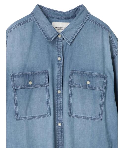 AMERICAN HOLIC（アメリカンホリック）の「綿CPOシャツワンピース（ワンピース・レディース・ベージュ/カーキ/ライトインディゴブルー・FREE）」の16枚目の写真