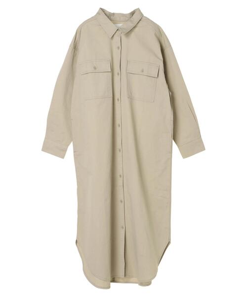 AMERICAN HOLIC（アメリカンホリック）の「綿CPOシャツワンピース（ワンピース・レディース・ベージュ/カーキ/ライトインディゴブルー・FREE）」の13枚目の写真