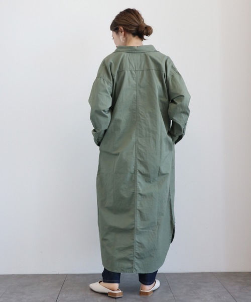 AMERICAN HOLIC（アメリカンホリック）の「綿CPOシャツワンピース（ワンピース・レディース・ベージュ/カーキ/ライトインディゴブルー・FREE）」の5枚目の写真