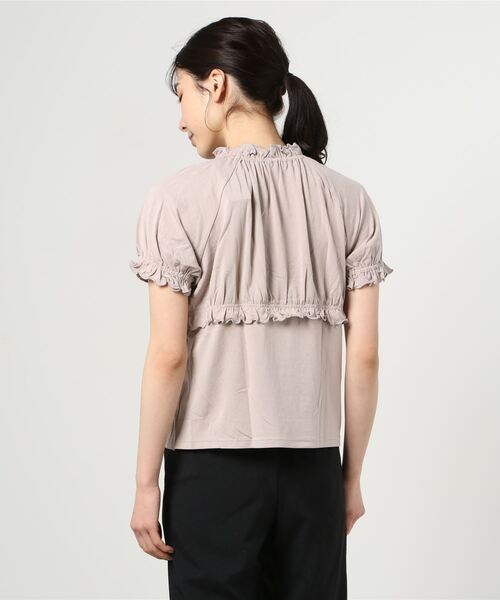 GGD（ジージーディー）の「HAVE A NICE TRIP / ハヴァナイストリップ　モダールＰｕフリルギャザーボータイ（Tシャツ/カットソー・レディース・グリーン/ライトピンク/バーガンディー/ピンク/ブラック・M/L/LL）」の7枚目の写真