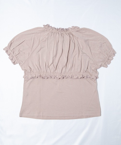 GGD（ジージーディー）の「HAVE A NICE TRIP / ハヴァナイストリップ　モダールＰｕフリルギャザーボータイ（Tシャツ/カットソー・レディース・グリーン/ライトピンク/バーガンディー/ピンク/ブラック・M/L/LL）」の14枚目の写真