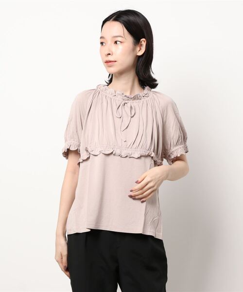 GGD（ジージーディー）の「HAVE A NICE TRIP / ハヴァナイストリップ　モダールＰｕフリルギャザーボータイ（Tシャツ/カットソー・レディース・グリーン/ライトピンク/バーガンディー/ピンク/ブラック・M/L/LL）」の19枚目の写真