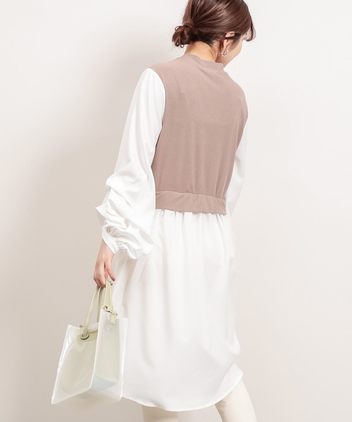 natural couture(ナチュラルクチュール)の「異素材ドッキングプルオーバー(Tシャツ/カットソー・レディース・ブラック/ベージュ/モカ・FREE)」の14枚目の写真