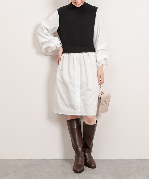 natural couture(ナチュラルクチュール)の「異素材ドッキングプルオーバー(Tシャツ/カットソー・レディース・ブラック/ベージュ/モカ・FREE)」の16枚目の写真