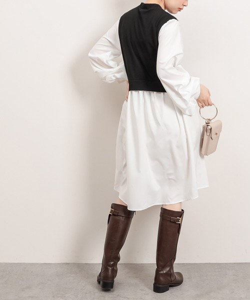 natural couture(ナチュラルクチュール)の「異素材ドッキングプルオーバー(Tシャツ/カットソー・レディース・ブラック/ベージュ/モカ・FREE)」の9枚目の写真