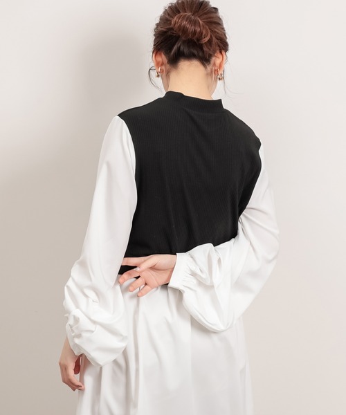 natural couture(ナチュラルクチュール)の「異素材ドッキングプルオーバー(Tシャツ/カットソー・レディース・ブラック/ベージュ/モカ・FREE)」の19枚目の写真