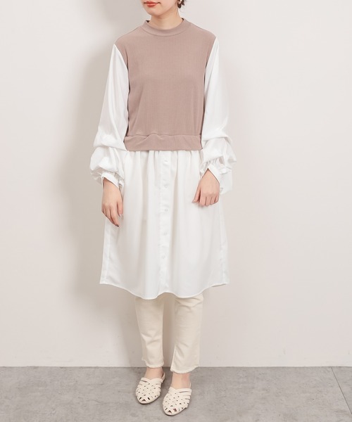 natural couture(ナチュラルクチュール)の「異素材ドッキングプルオーバー(Tシャツ/カットソー・レディース・ブラック/ベージュ/モカ・FREE)」の15枚目の写真
