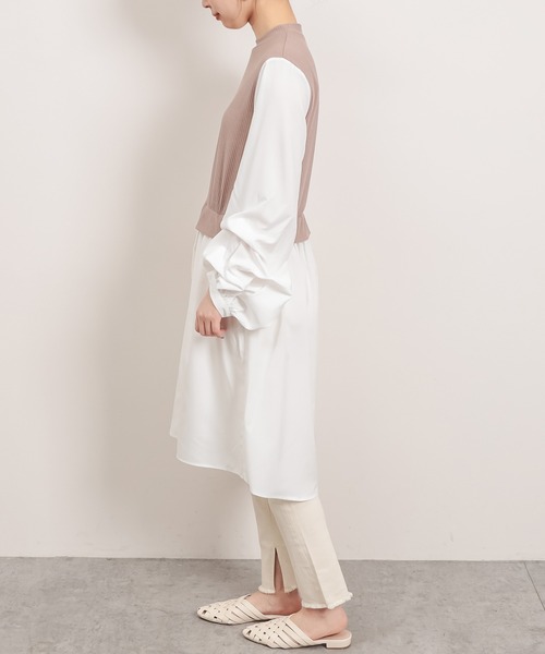 natural couture(ナチュラルクチュール)の「異素材ドッキングプルオーバー(Tシャツ/カットソー・レディース・ブラック/ベージュ/モカ・FREE)」の13枚目の写真