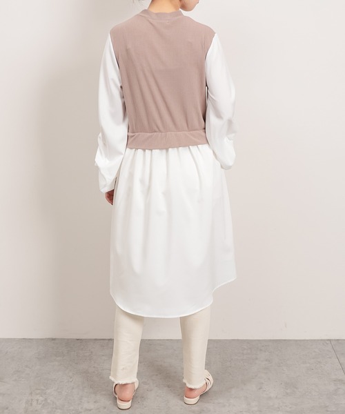 natural couture(ナチュラルクチュール)の「異素材ドッキングプルオーバー(Tシャツ/カットソー・レディース・ブラック/ベージュ/モカ・FREE)」の8枚目の写真